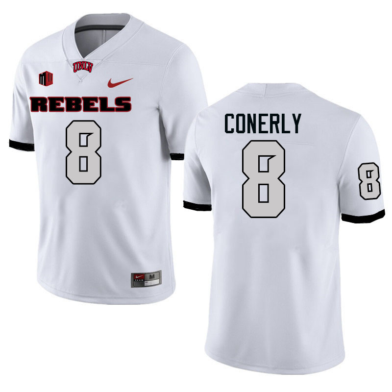 Men #8 Timothy Conerly UNLV Rebels College Football Jerseys Stitched-White